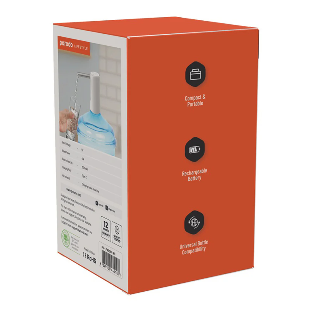 Porodo Lifestyle Portable Water Pump - Digital Display And Touch Control - Image 6