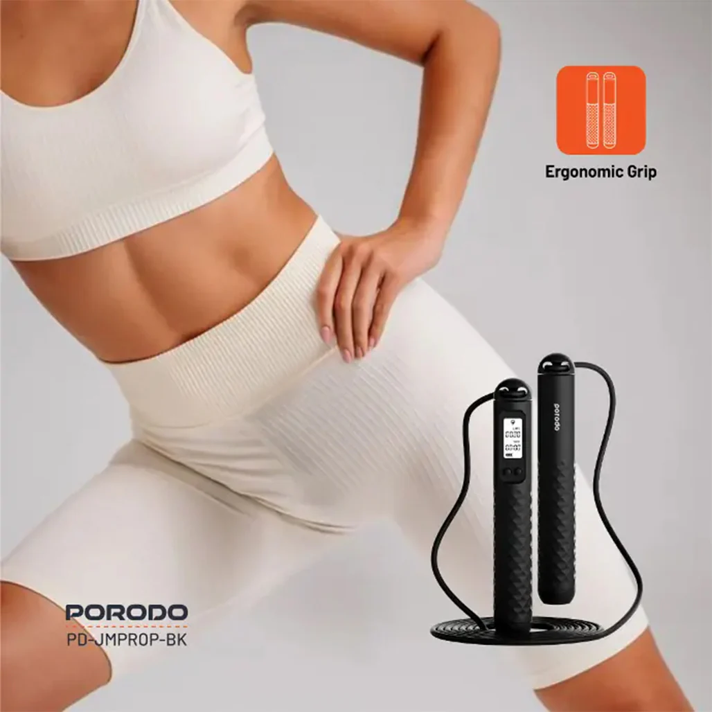 Porodo Lifestyle Smart Skipping Rope - Black - Image 3