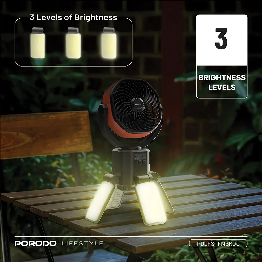 Porodo Lifestyle Suncharge Outdoor Solar Fan - PDLFSTFNBKOG - Image 6