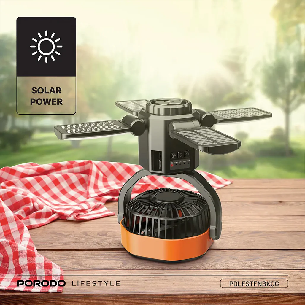 Porodo Lifestyle Suncharge Outdoor Solar Fan - PDLFSTFNBKOG - Image 8