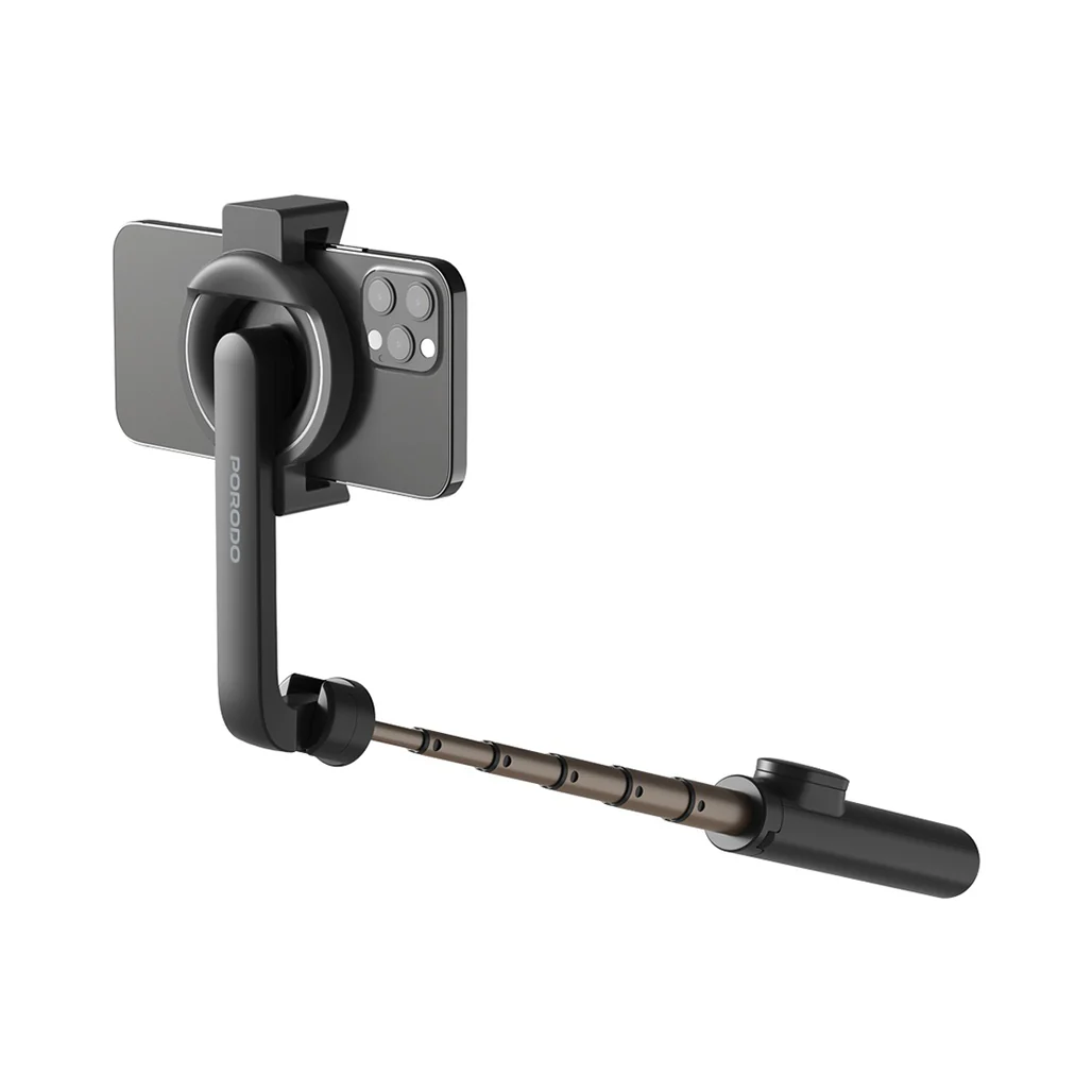 Porodo Magnetic Selfie Stick with 64.5cm Extendable Tripod, Wireless Remote Control, and 16 Strong Magnets – Black - Image 4