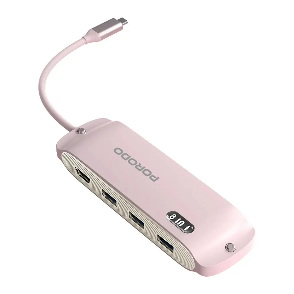 Porodo Malone Multi-Port USB-C Hub - Pink - Image 2