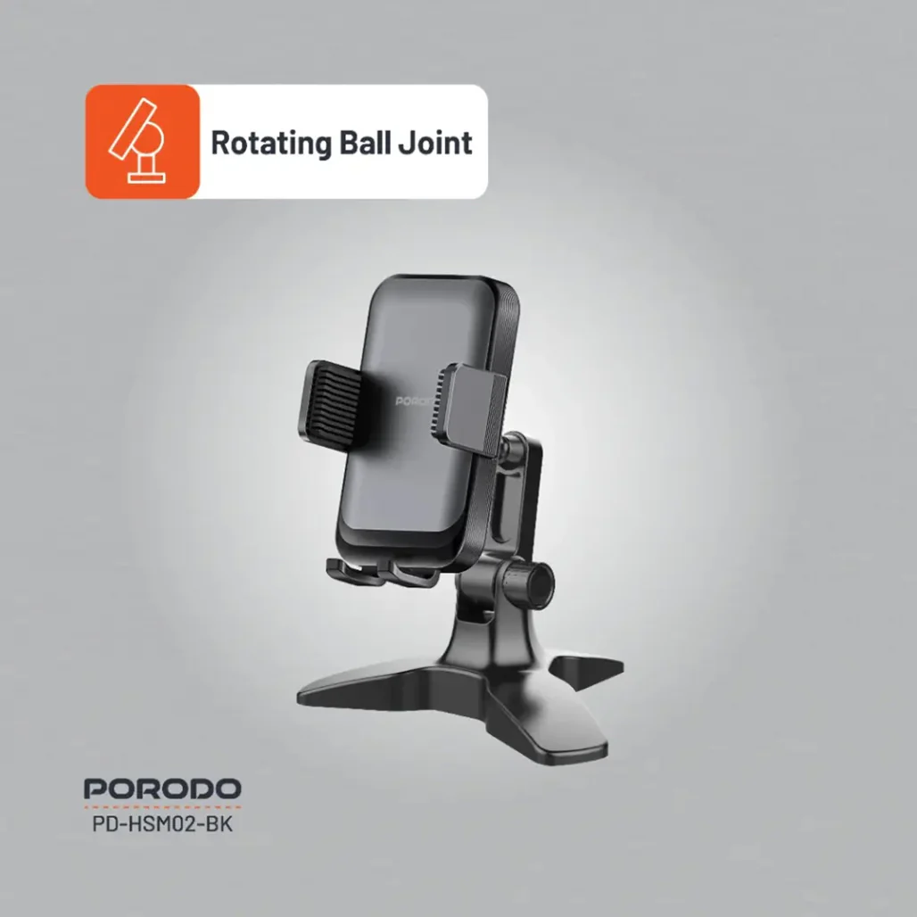Porodo Multi-Angle Adjustable Desk Phone Stand – Universal Phone Holder for Video Calls, Streaming & Hands-Free Use – Black - Image 4