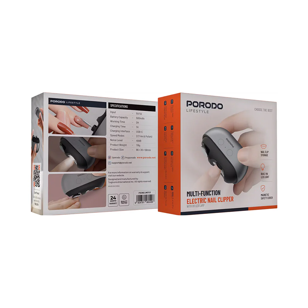 Porodo Multi-Function Electric Nail Clipper – Dual-Speed Trimming & Polishing - Image 6
