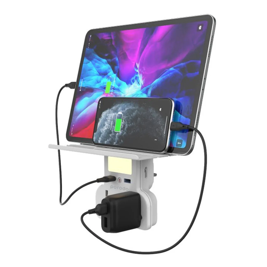 Porodo Multi-Function Power Socket and Night Light 13A 12W, Universal Power Adapter Socket - Image 2