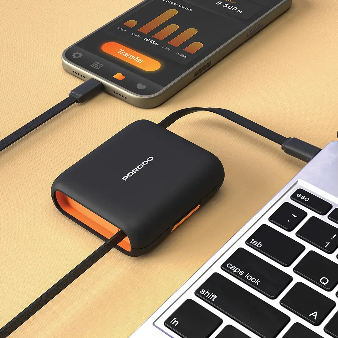 Porodo Multi-Functional Travel Data Cable Set – Orange - PDS0013OG - Image 4