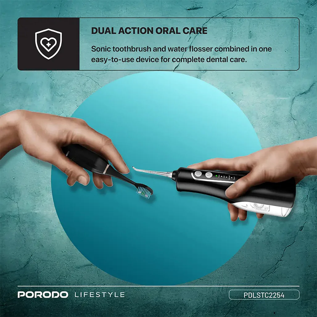 Porodo Lifestyle Ultimate Oral Care Duo Electric Toothbrush & Water Flosser Combo - Image 8