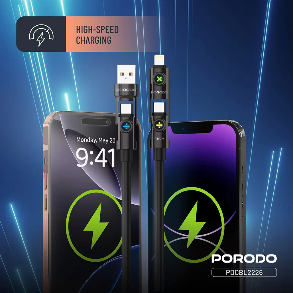 Porodo Powerglow 4-in-1 High-Speed Charging Cable - PDCBL2226 - Image 5