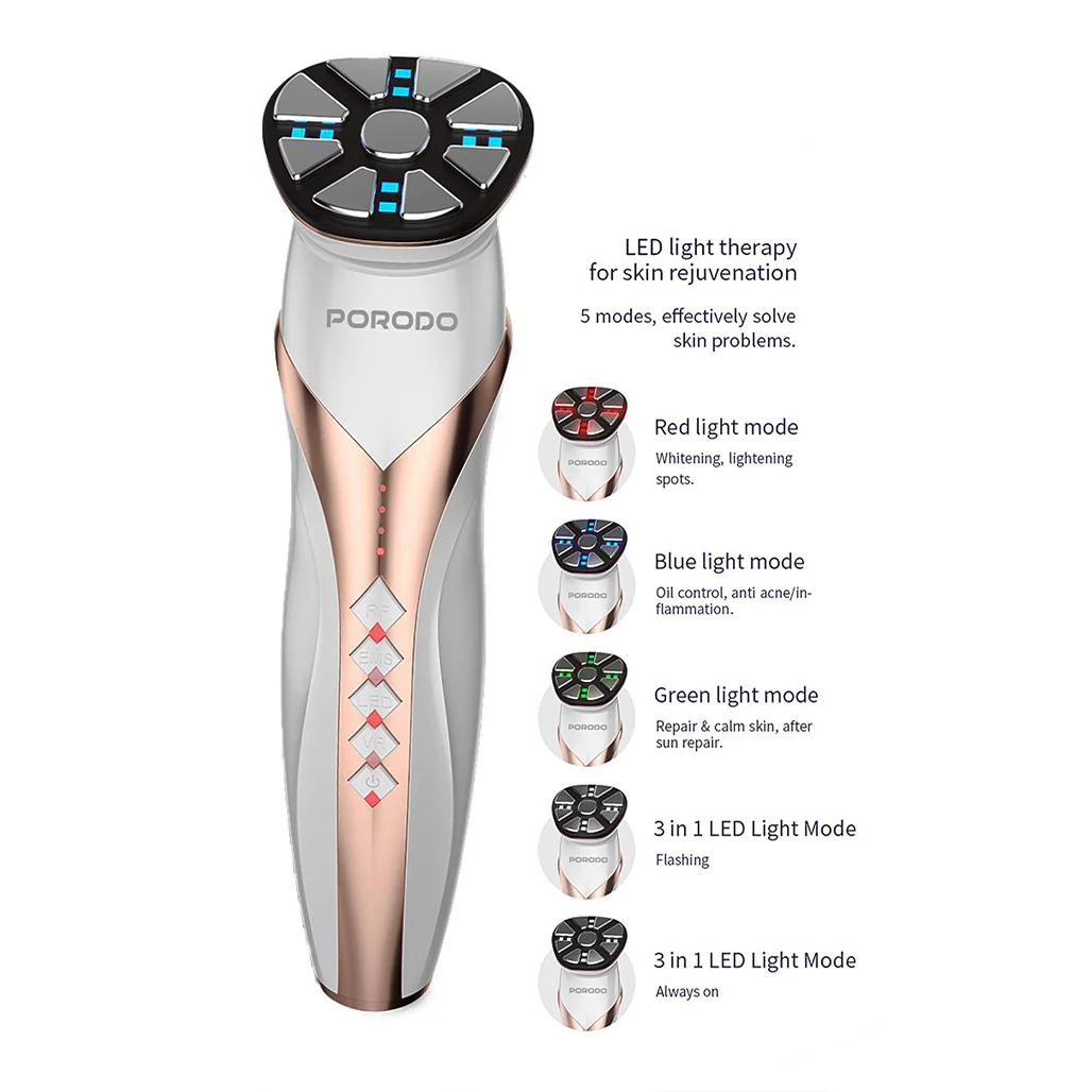 Porodo Lifestyle Vibration Light Therapy Device | EMS Micro-Stimulation, RF Activation, Anti-Aging, 1450mAh Battery, 8.5W Power – White - Image 4