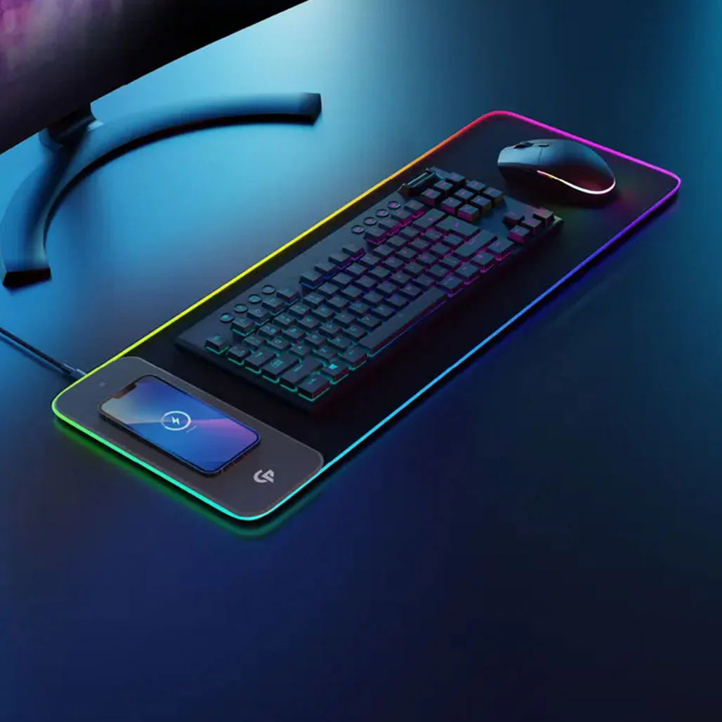 Porodo RGB Gaming Mouse Pad With 15W Fast Wireless Charger - Black - Image 4