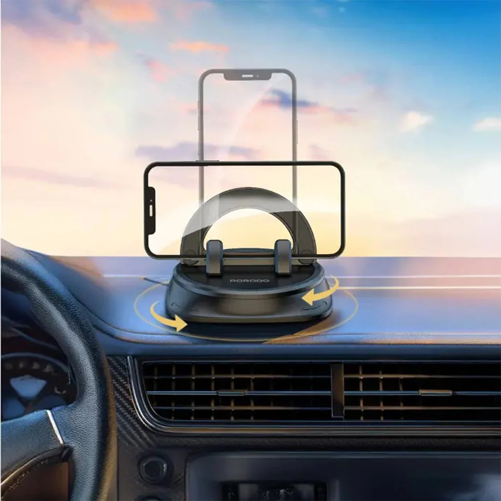 Porodo Rotatable Mobile Phone and Tablet Bracket with 360° Rotation - Black - Image 4