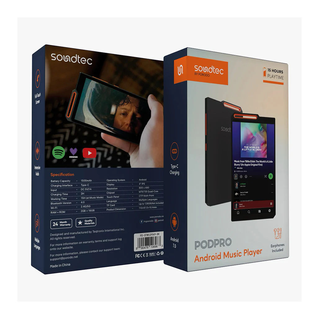 Porodo Soundtec Android Music Player – Full-Touch Screen - Image 2