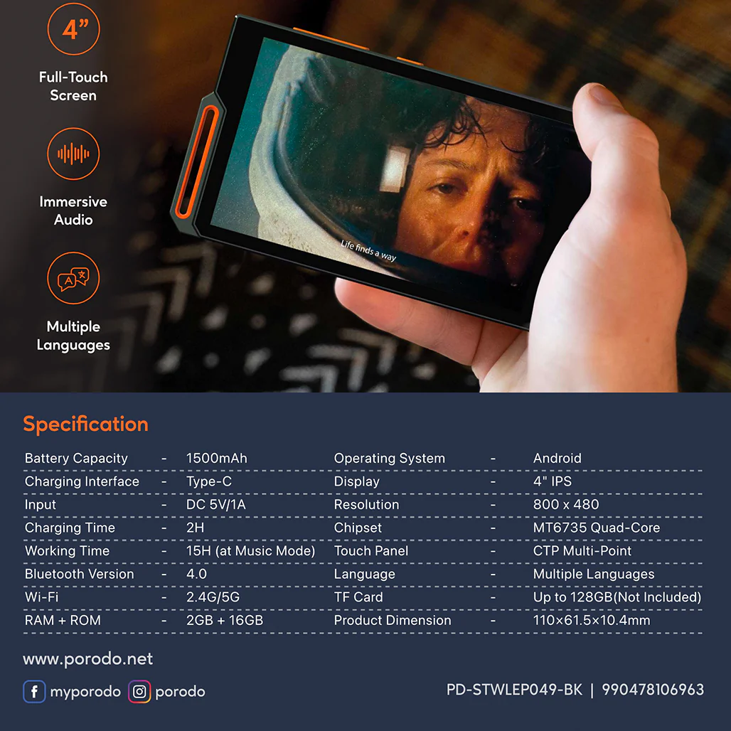 Porodo Soundtec Android Music Player – Full-Touch Screen - Image 3