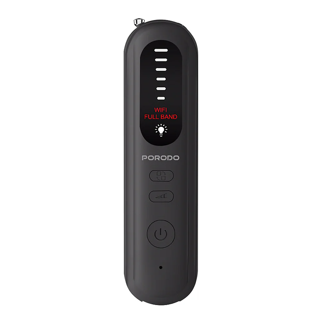 Porodo Spy Guard Wireless Signal & Hidden Camera Detector – 6 Sensitivity Levels, Infrared Lens Detection, Audible Alarm, 8-Hour Battery Life, Portable Anti-Surveillance Device – Black - Image 2