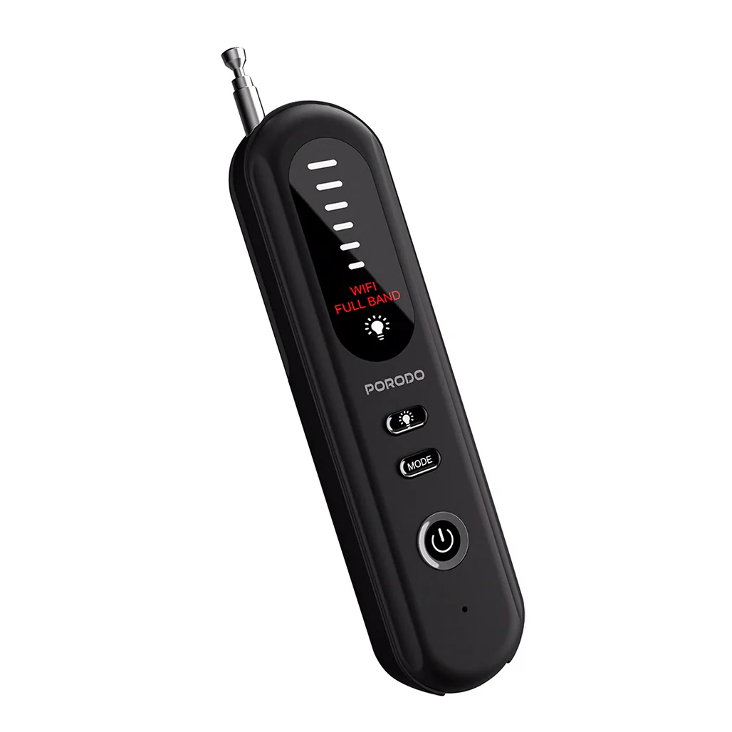 Porodo Spy Guard Wireless Signal & Hidden Camera Detector – 6 Sensitivity Levels, Infrared Lens Detection, Audible Alarm, 8-Hour Battery Life, Portable Anti-Surveillance Device – Black - Image 3