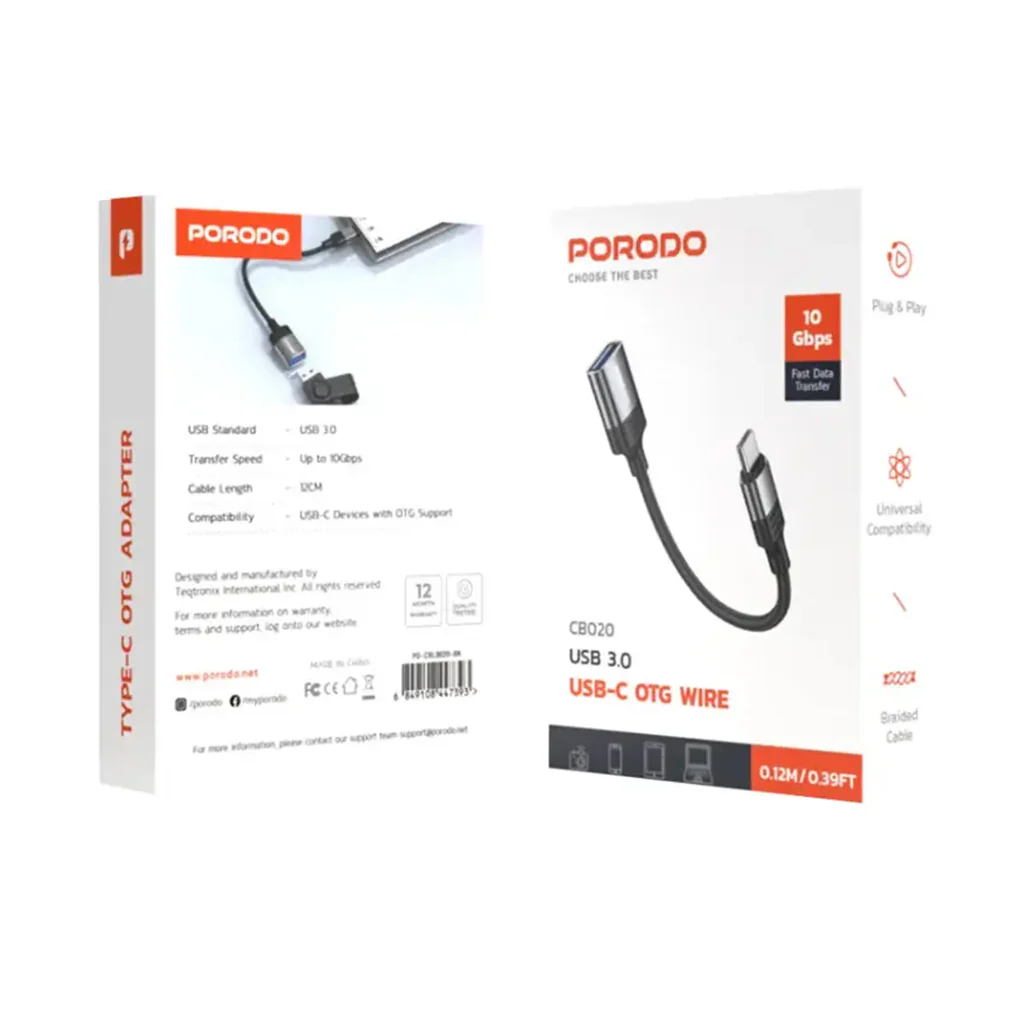Porodo USB-C OTG Wire - Black - Image 2