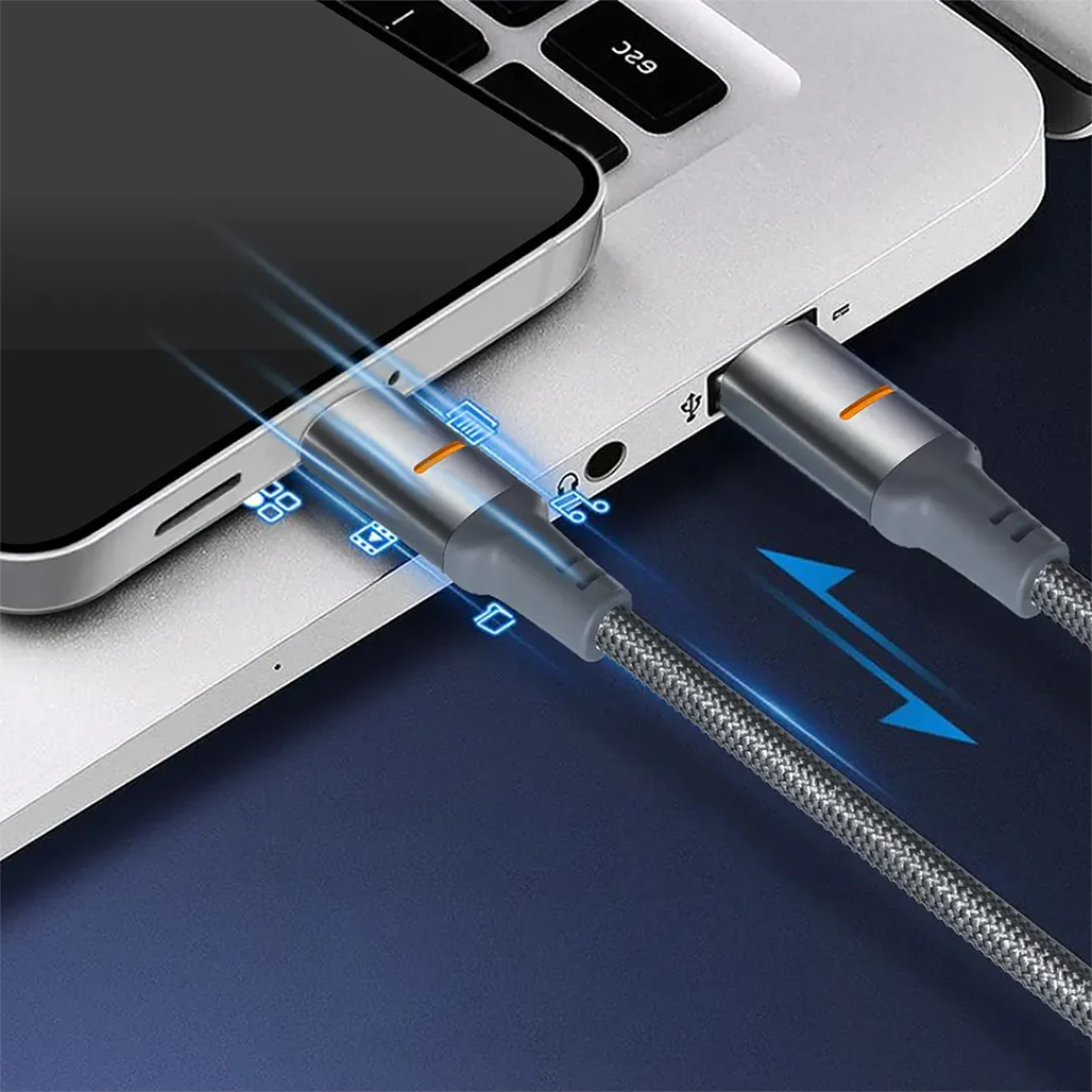 Porodo USB-C to Lightning LED Light Cable – 1.2m Braided, PD 30W Fast Charging & Data Transfer - Image 2