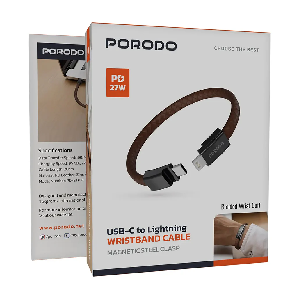 Porodo USB-C to Lightning Wristband Cable Magnetic Steel Clasp - Image 6