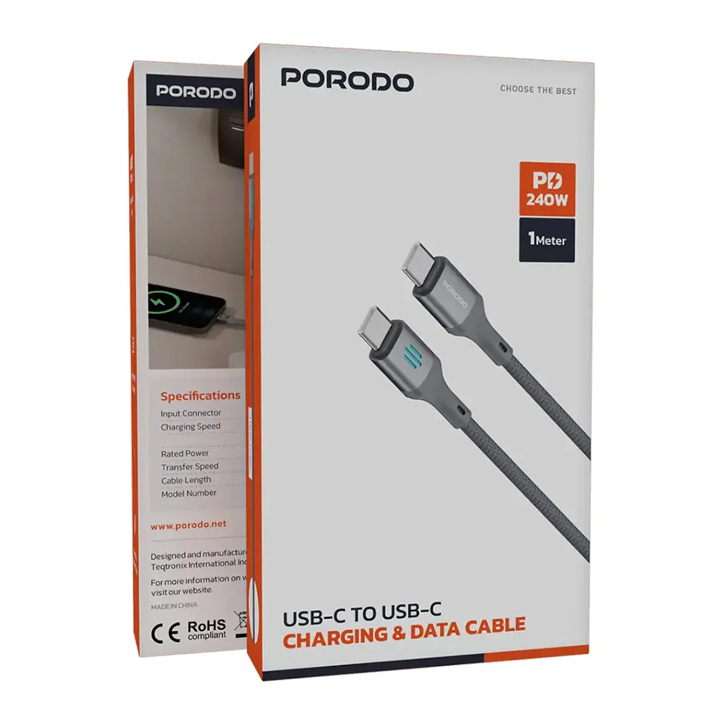 Porodo USB-C to USB-C Charging & Data Cable PD 240W - Image 3
