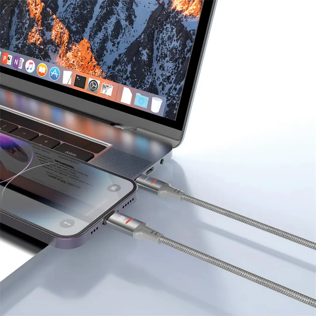 Porodo USB-C to USB-C LED Light Cable - 1.2m Braided Cable for Fast Charging & Data Transfer - Image 2