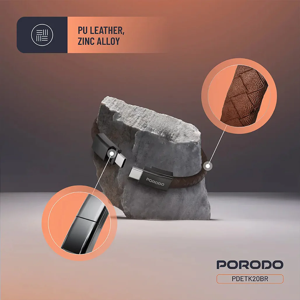 Porodo USB-C to USB-C Wristband Cable Magnetic Steel Clasp - Image 7