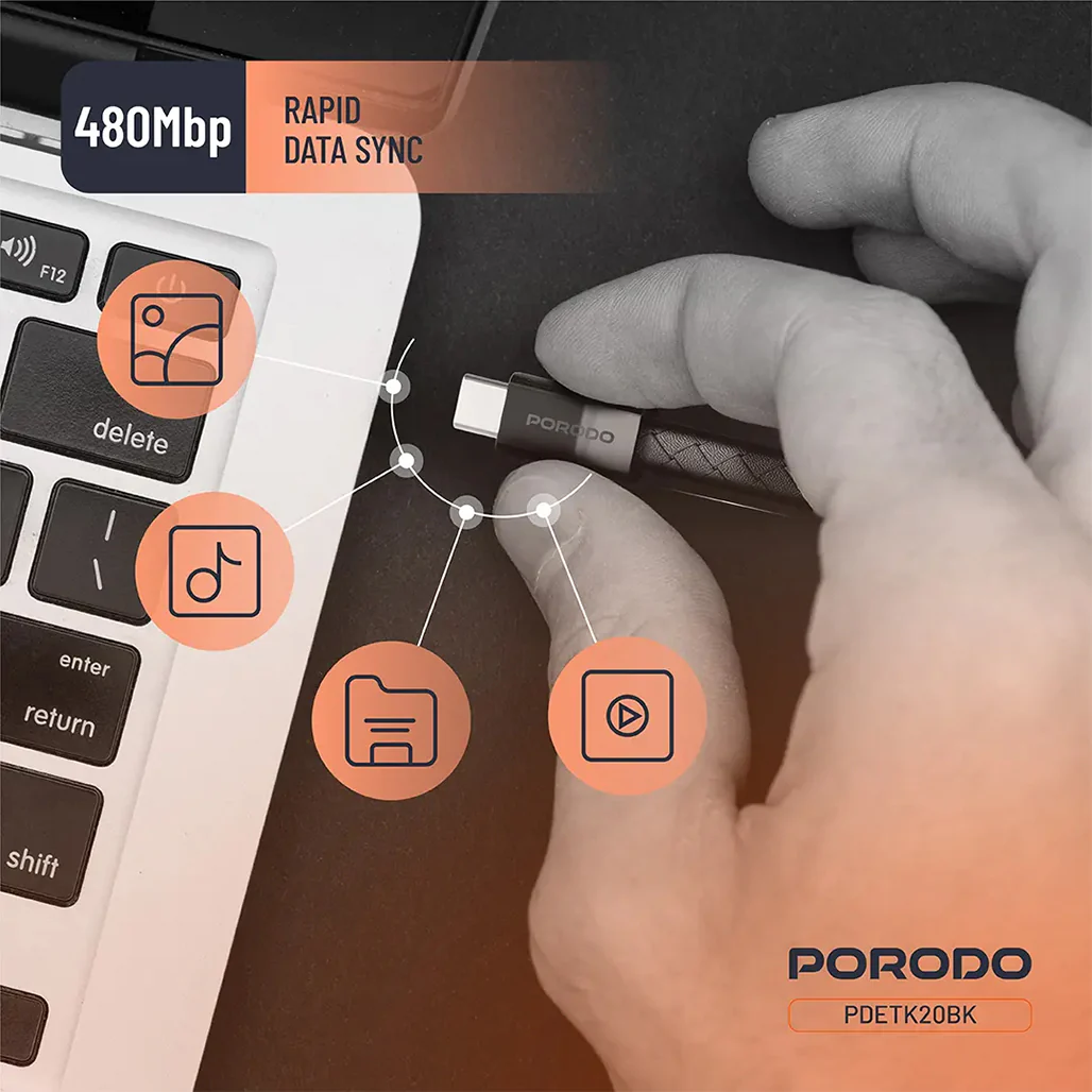 Porodo USB-C to USB-C Wristband Cable Magnetic Steel Clasp - Image 9