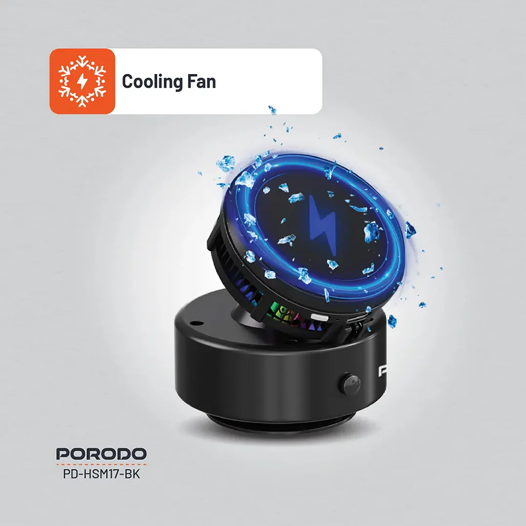 Porodo Vacuseal MagSafe Wireless Charger & Cooling Stand with RGB Lighting – Black - Image 4