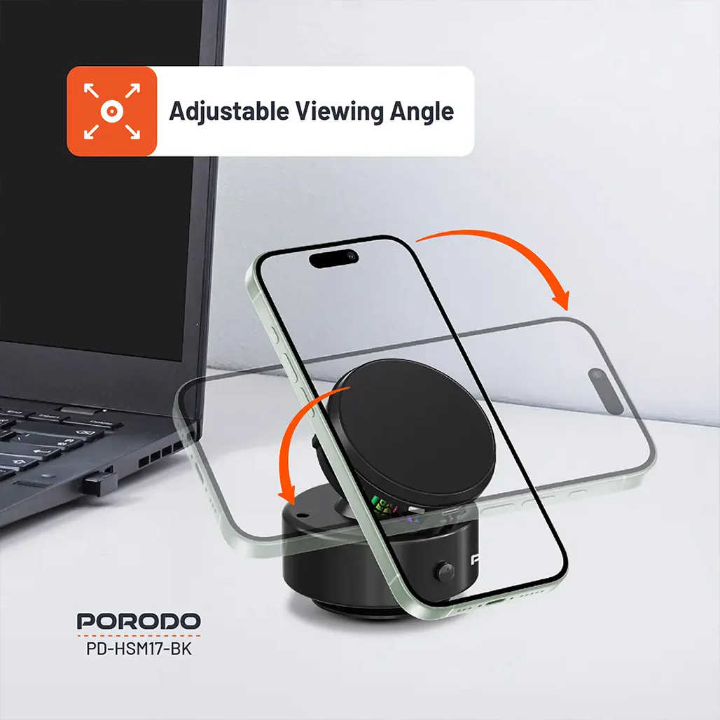 Porodo Vacuseal MagSafe Wireless Charger & Cooling Stand with RGB Lighting – Black - Image 7