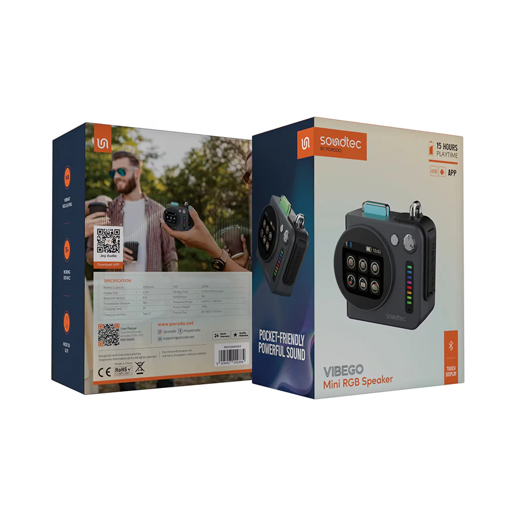 Porodo Vibego Mini RGB Bluetooth Speaker - Image 4