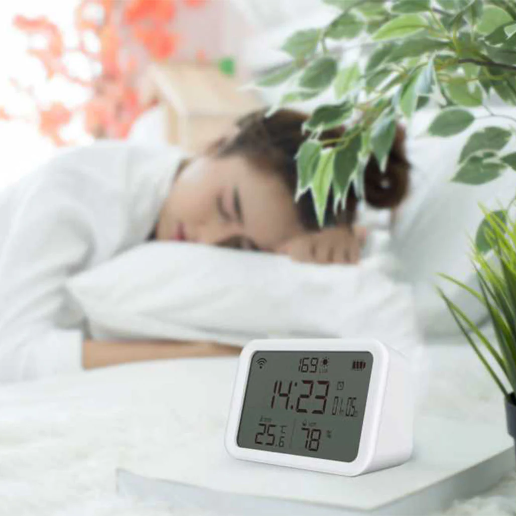 Porodo WiFi Smart Clock with Ambience Sensor – Temperature, Humidity Alerts, Google Assistant & Alexa Compatible - Image 2