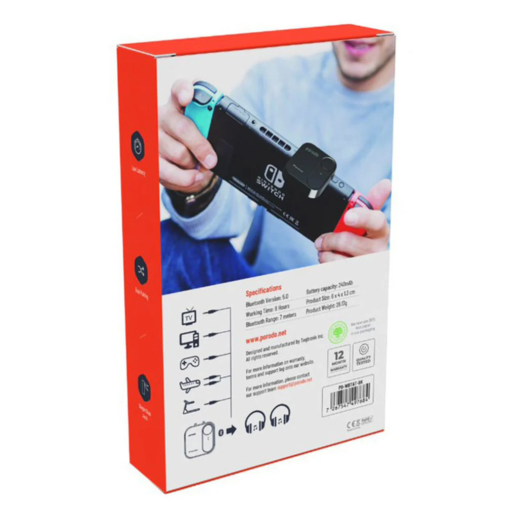 Porodo Wireless Bluetooth Audio Transmitter – Dual 3.5mm Jack, 8 Hours Playtime, Bluetooth 5.0 - Image 4