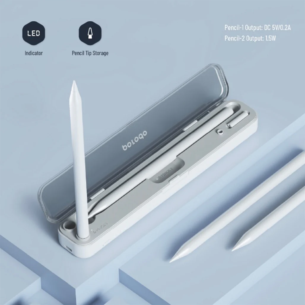 Porodo Wireless Charging & Storage Case for Apple Pencil 1 & 2 – Compact Design, LED Indicator, Pencil Tip Storage - Image 5