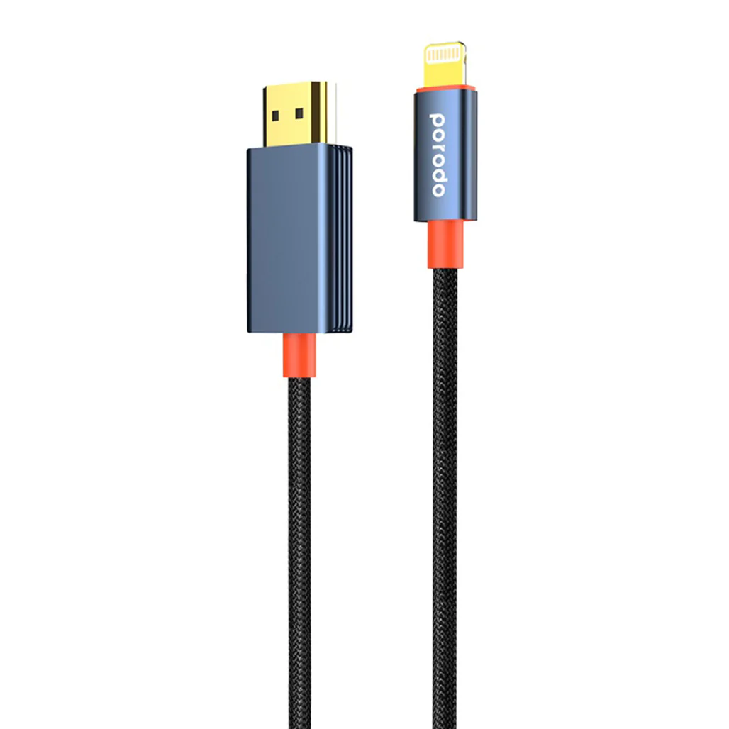 Porodo Woven Cable Lightning to HDMI - Black