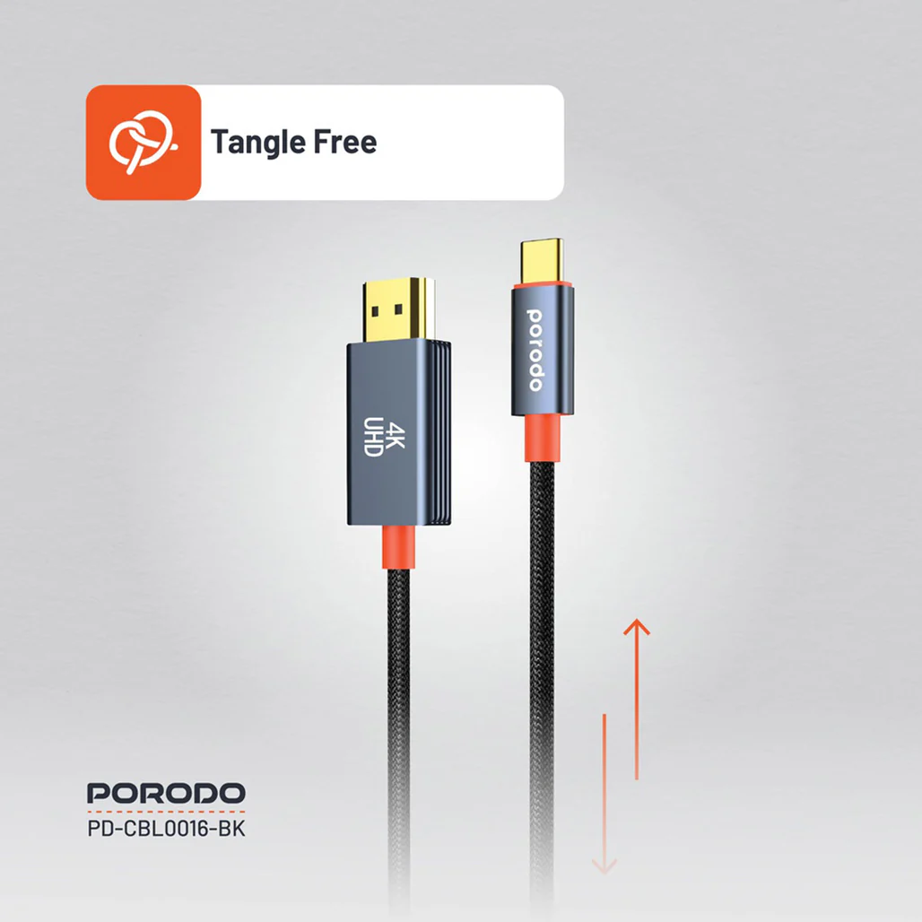 Porodo Woven Cable Type-C to HDMI - Black - Image 6