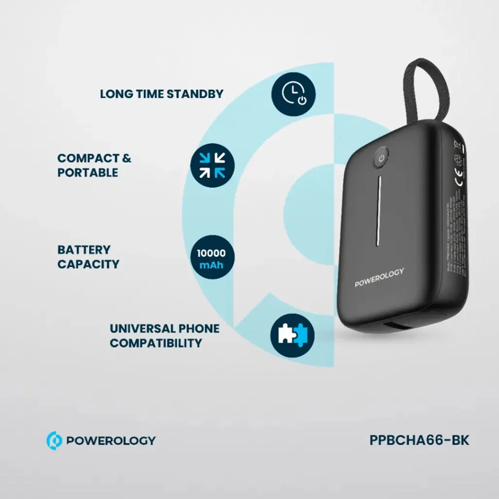 Powerology 10000mAh Power Bank - PPBCHA66-BK - Image 4