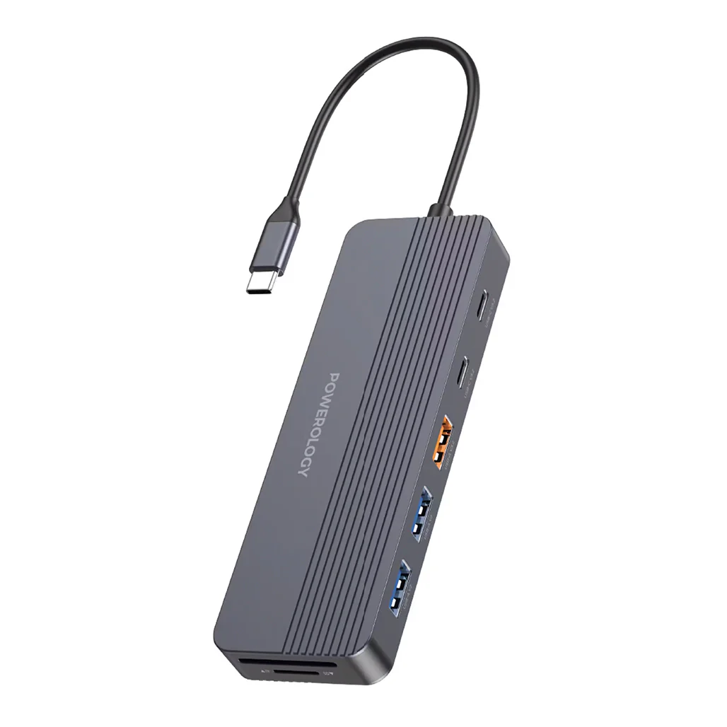 Powerology 12-in-1 USB-C Multi-Port Hub with 4K Dual Display