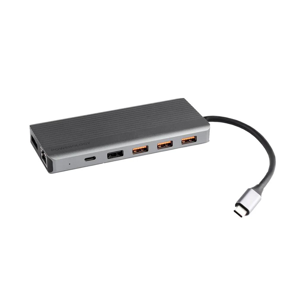 Powerology 13-in-1 USB-C Hub with Dual HDMI, 4K DisplayPort, Ethernet, and SD/MicroSD Card Slots - Image 3