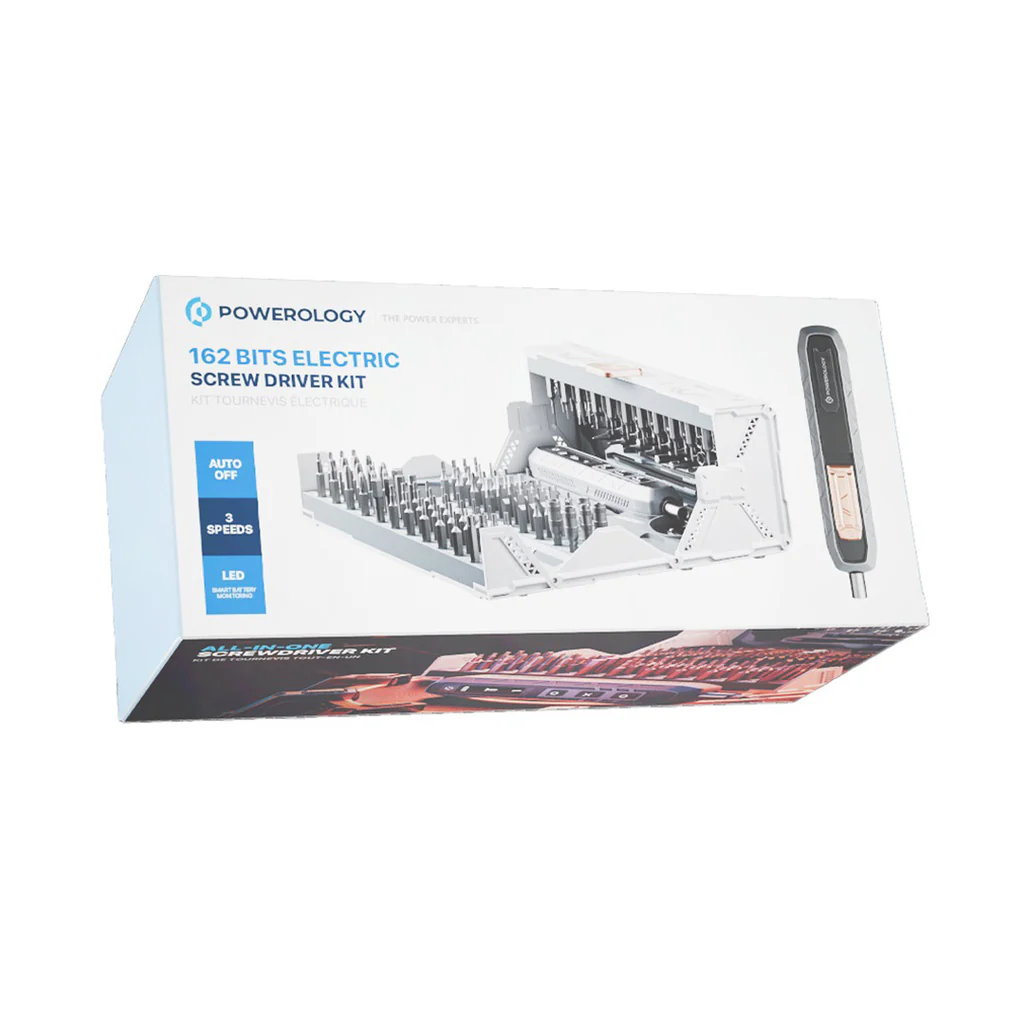 Powerology 162 Bits Electric Screwdriver Kit - Black | P180N1ESBK | Compact 3-Speed Electric Screwdriver Set - Image 4