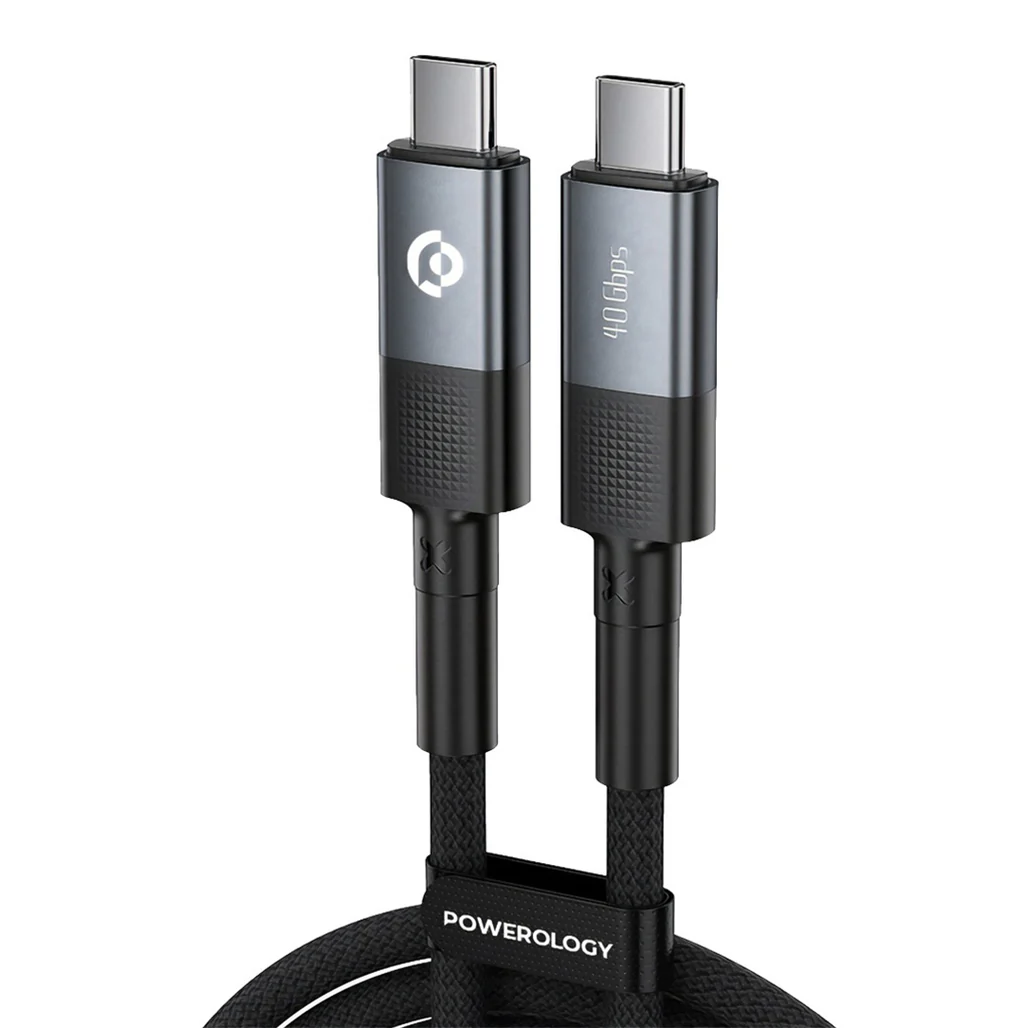 Powerology 240W USB 4.0 Type-C to Type-C Braided Fast Charging Cable 2M – Grey