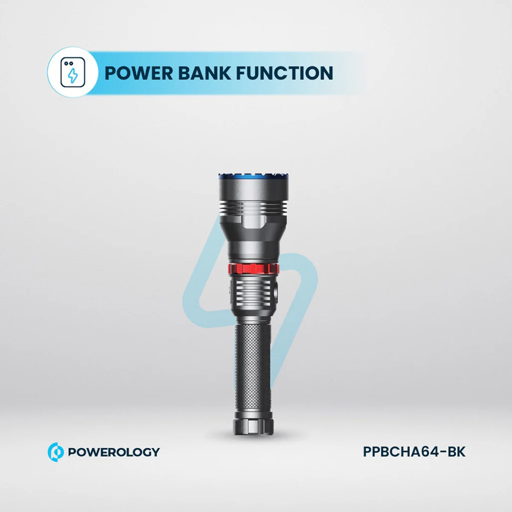 Powerology 4000mAh Waterproof LED Flashlight - Ultra-Durable, Long Battery Life, and High Brightness - Image 4