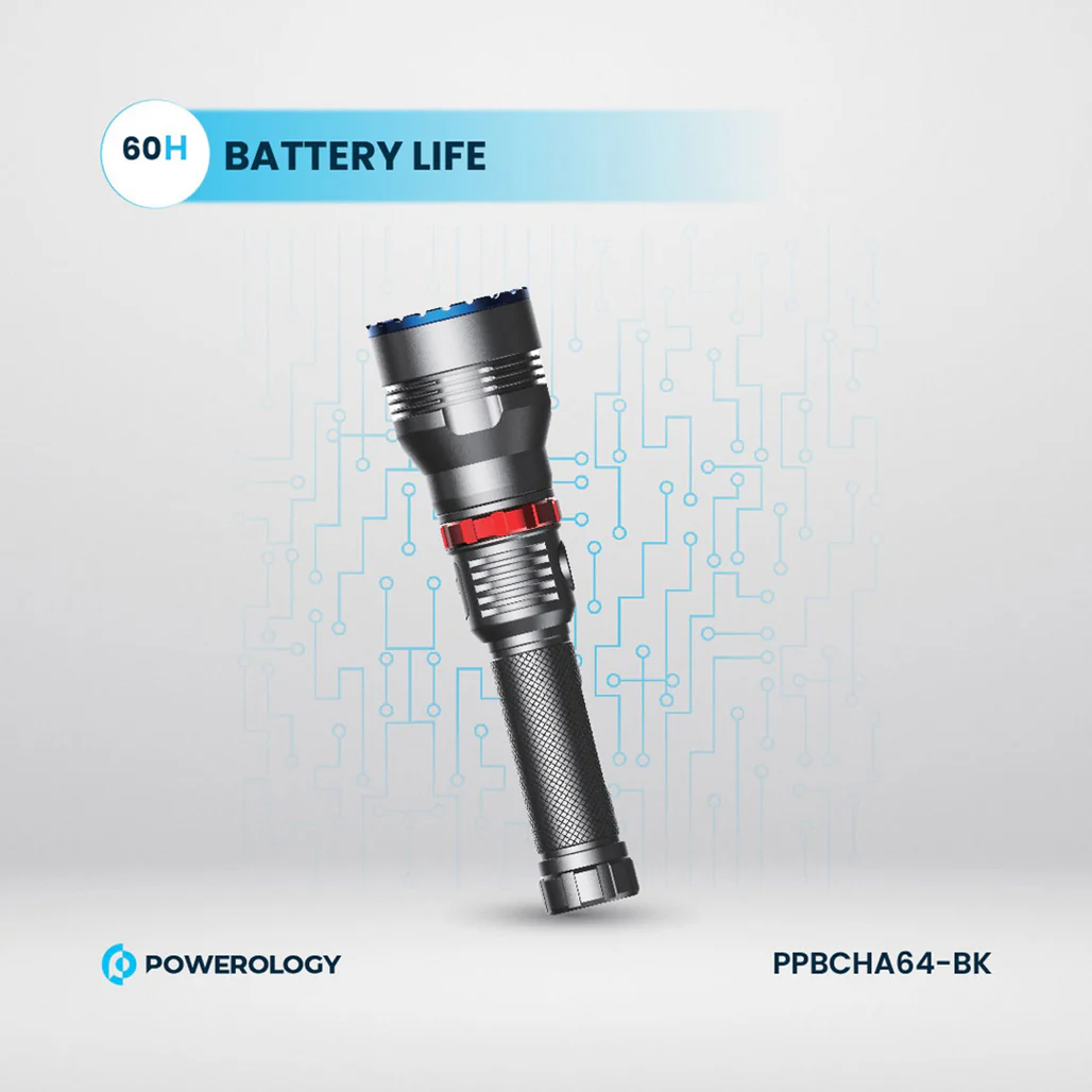 Powerology 4000mAh Waterproof LED Flashlight - Ultra-Durable, Long Battery Life, and High Brightness - Image 5