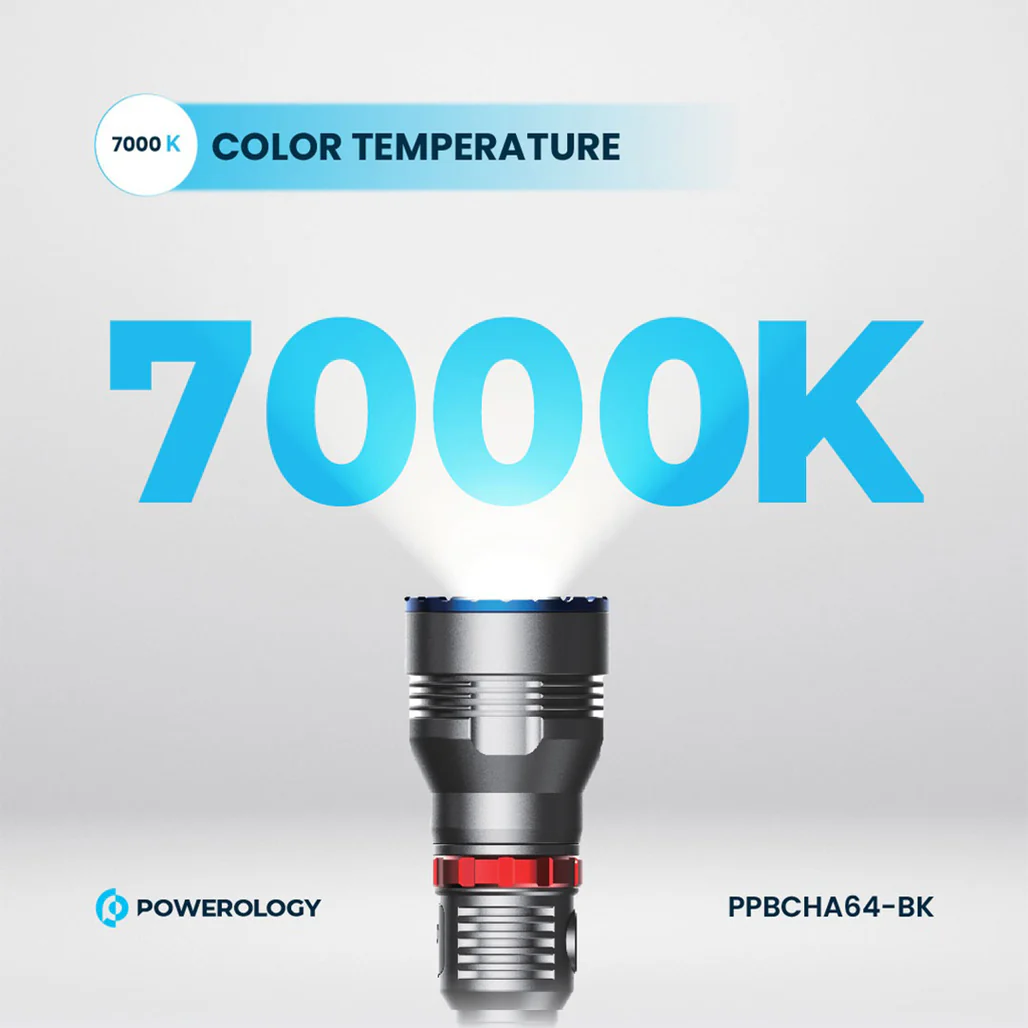 Powerology 4000mAh Waterproof LED Flashlight - Ultra-Durable, Long Battery Life, and High Brightness - Image 6