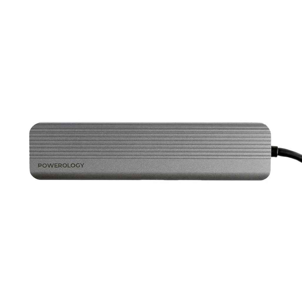Powerology 6-in-1 Slim 4K HDMI USB-C Hub – High-Speed Data Transfer, PD100W Charging, 4K UHD, Micro SD Slot - Image 4
