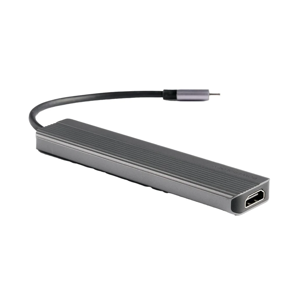 Powerology 6-in-1 Slim 4K HDMI USB-C Hub – High-Speed Data Transfer, PD100W Charging, 4K UHD, Micro SD Slot - Image 6