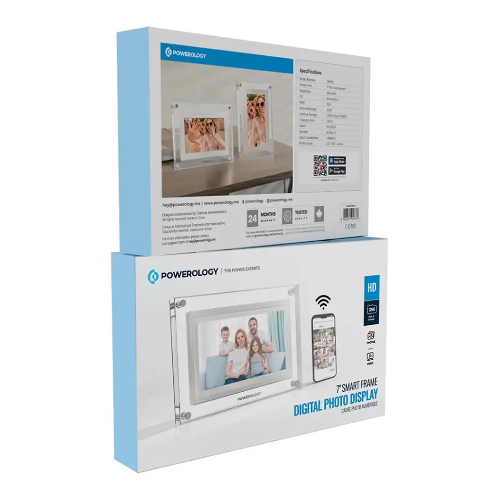 Powerology 7'' Smart Frame Digital Photo Display - White - Image 4