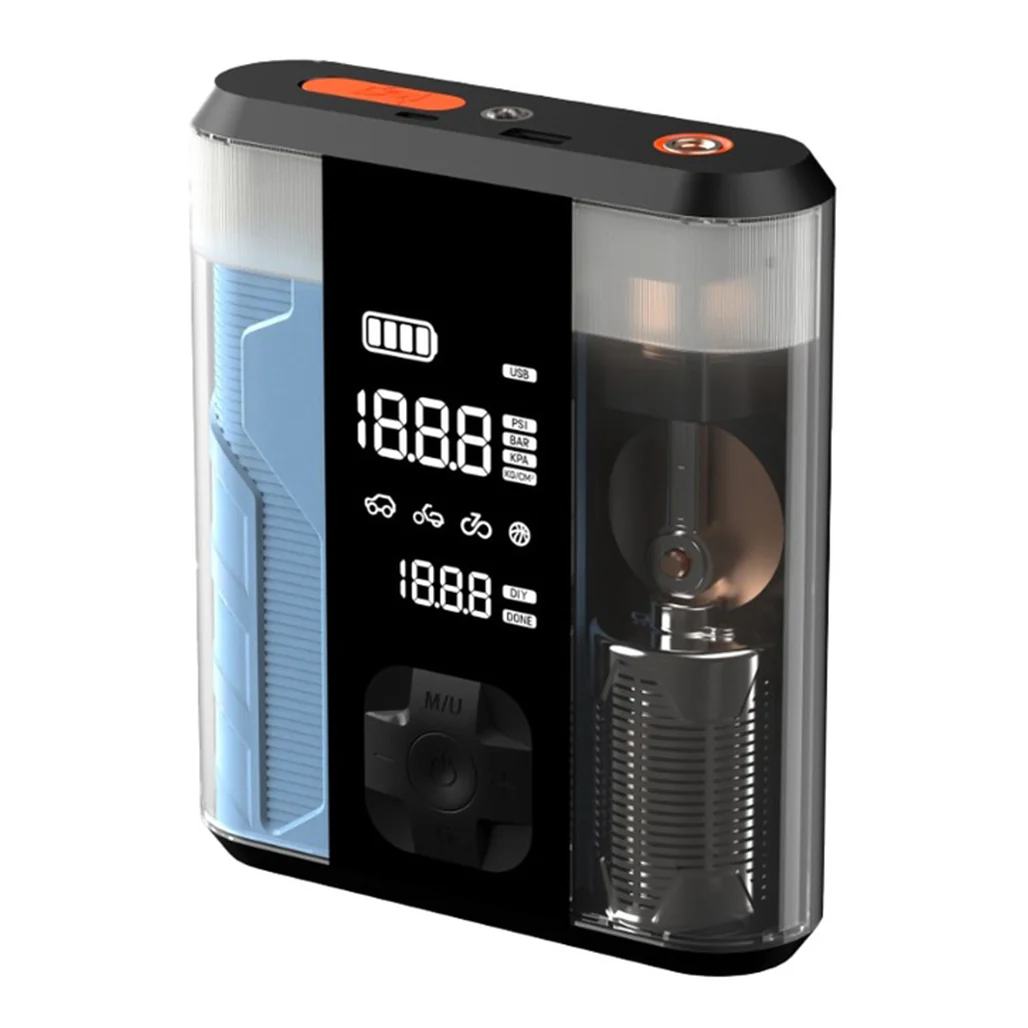 Powerology 8800mAh Jump Start Air Compressor - Transparent