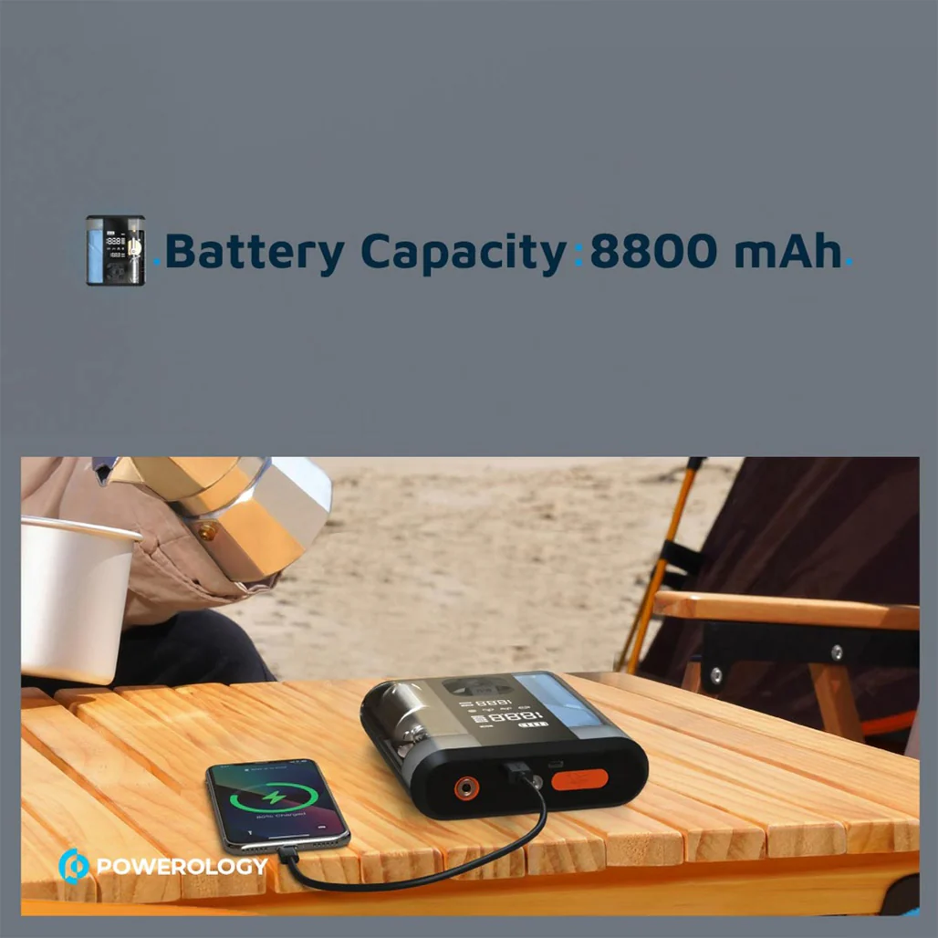 Powerology 8800mAh Jump Start Air Compressor - Transparent - Image 7
