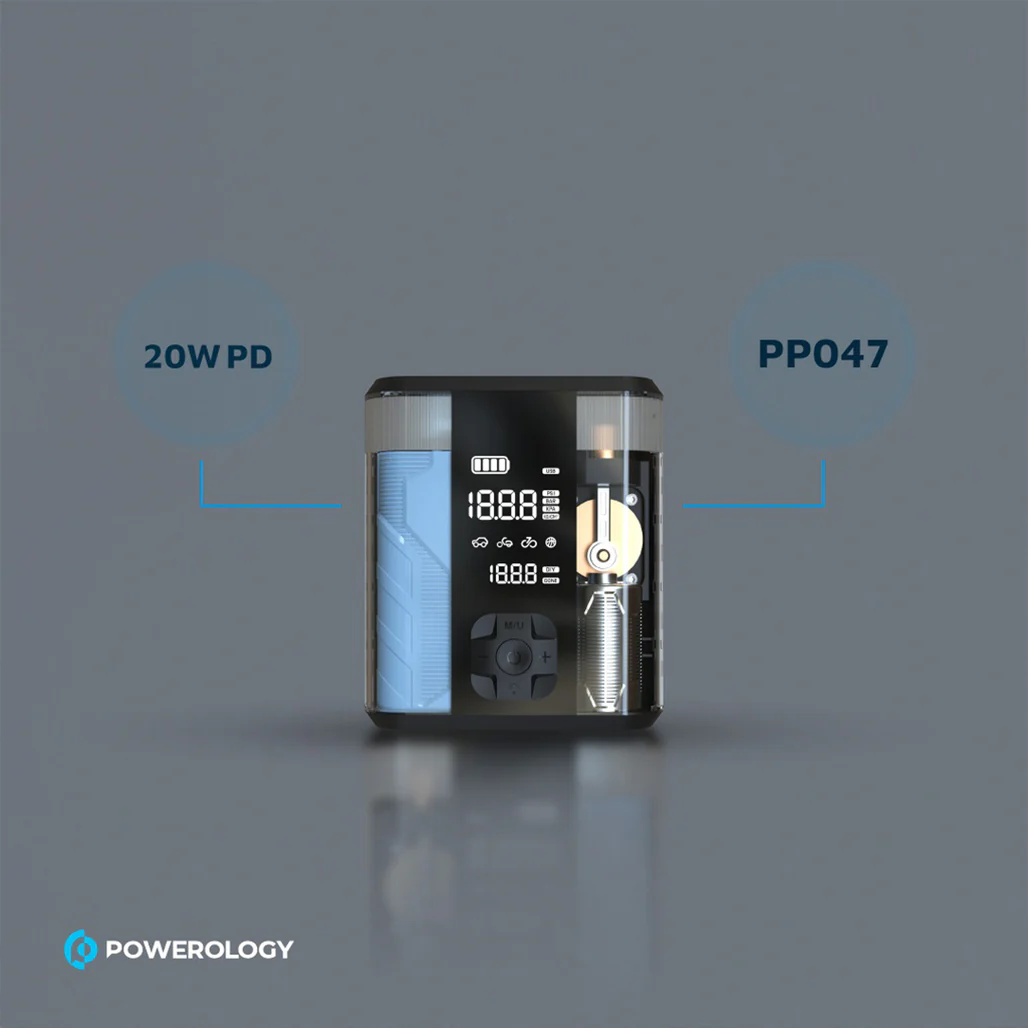 Powerology 8800mAh Jump Start Air Compressor - Transparent - Image 9