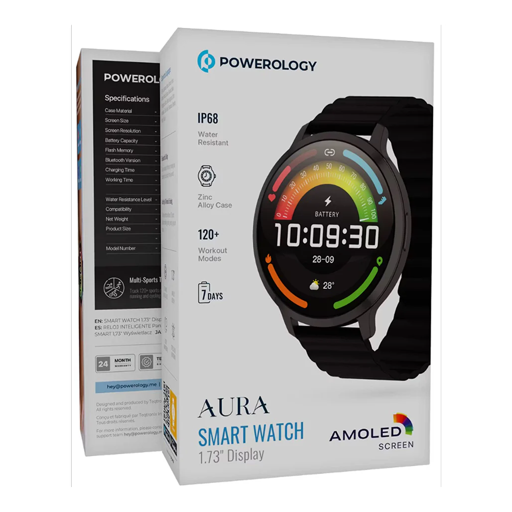Powerology Aura Smart Watch – Black - PSWASW1801HBK - Image 5