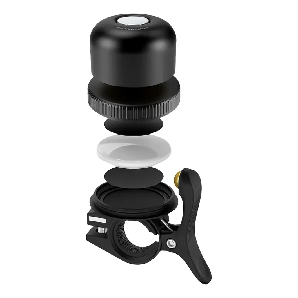 Powerology Bicycle & Scooter Bell With Airtag Mount - Black - Image 2